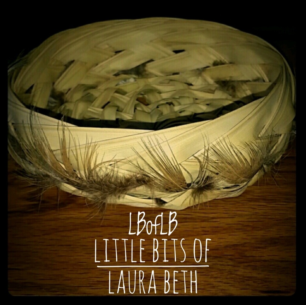 Handmade Feather Palm Tree Basket